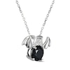 Thumbnail Image 1 of Black Agate & White Lab-Created Sapphire Bat Necklace Sterling Silver 18"
