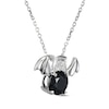 Thumbnail Image 2 of Black Agate & White Lab-Created Sapphire Bat Necklace Sterling Silver 18&quot;