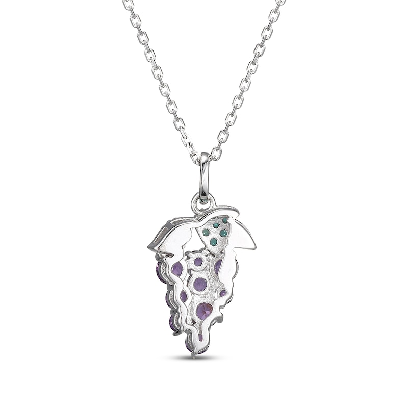 Main Image 3 of Amethyst & Lab-Created Emerald Grapes Necklace Sterling Silver 18&quot;