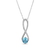 Thumbnail Image 1 of Swiss Blue Topaz & White Lab-Created Sapphire Swirl Necklace Sterling Silver 18"