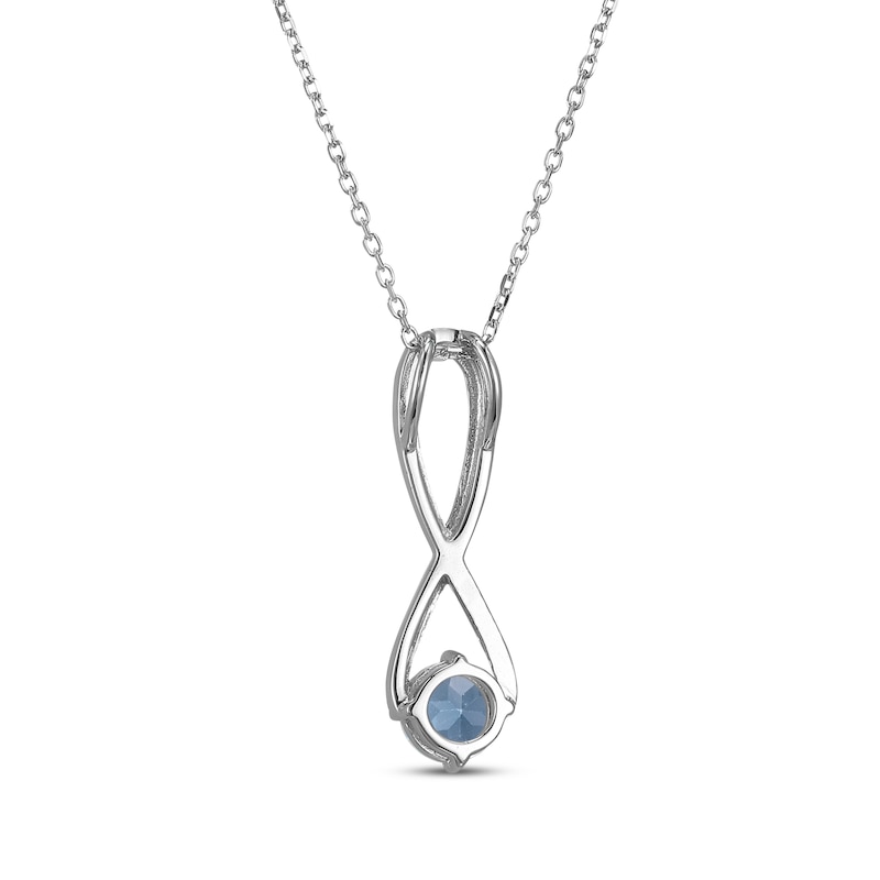 Main Image 3 of Swiss Blue Topaz & White Lab-Created Sapphire Swirl Necklace Sterling Silver 18"