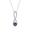 Thumbnail Image 1 of Amethyst & White Lab-Created Sapphire Swirl Necklace Sterling Silver 18&quot;