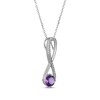 Thumbnail Image 2 of Amethyst & White Lab-Created Sapphire Swirl Necklace Sterling Silver 18&quot;