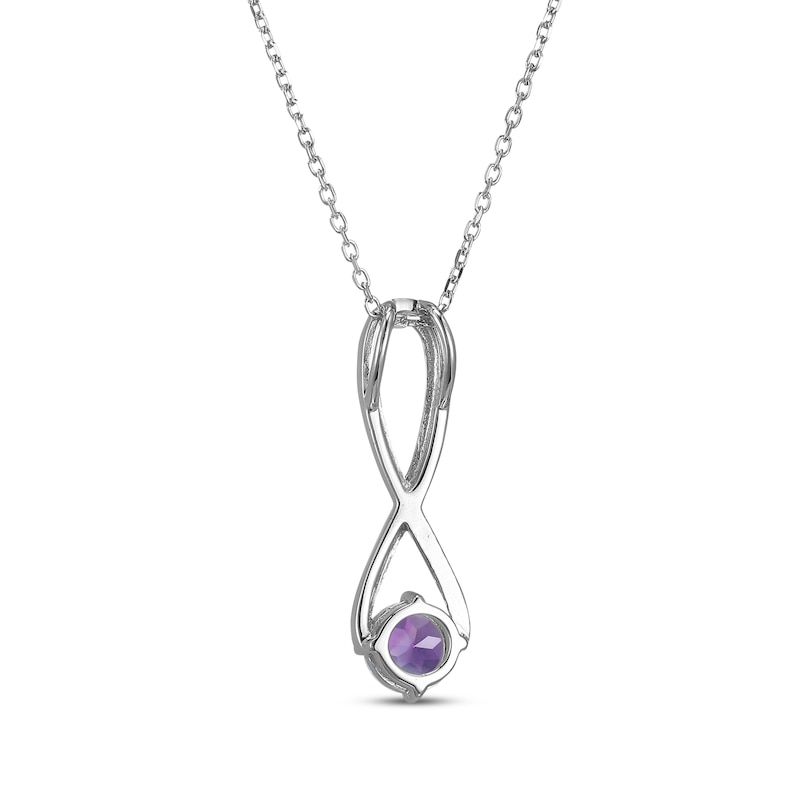 Main Image 3 of Amethyst & White Lab-Created Sapphire Swirl Necklace Sterling Silver 18&quot;