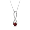 Thumbnail Image 1 of Garnet & White Lab-Created Sapphire Swirl Necklace Sterling Silver 18"