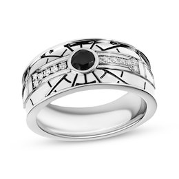 Men's Star Wars Into the Galaxy Black Onyx & Diamond Ring 1/8 ct tw Sterling Silver