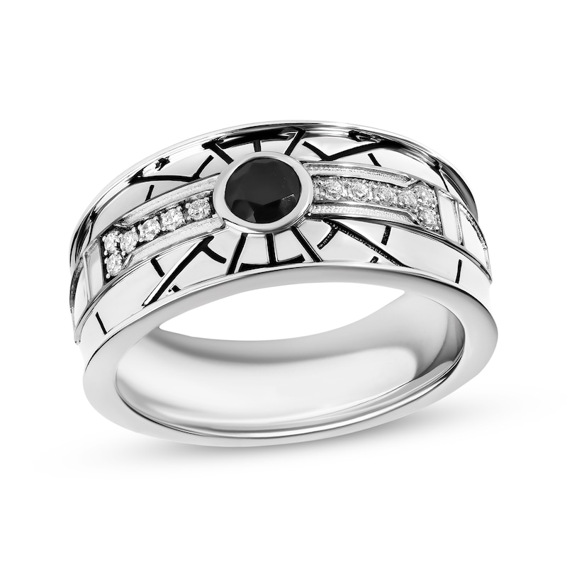 Men's Star Wars Into the Galaxy Black Onyx & Diamond Ring 1/8 ct tw Sterling Silver