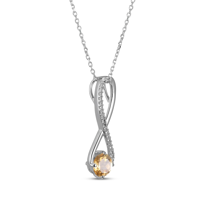 Main Image 2 of Citrine & White Lab-Created Sapphire Swirl Necklace Sterling Silver 18"
