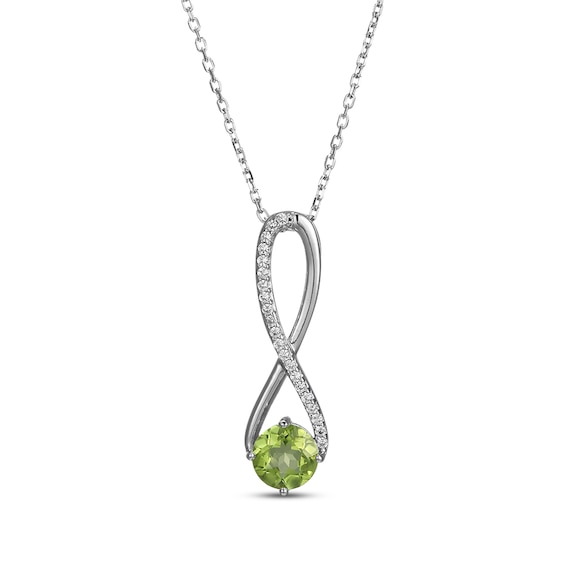 Peridot & White Lab-Created Sapphire Swirl Necklace Sterling Silver 18"