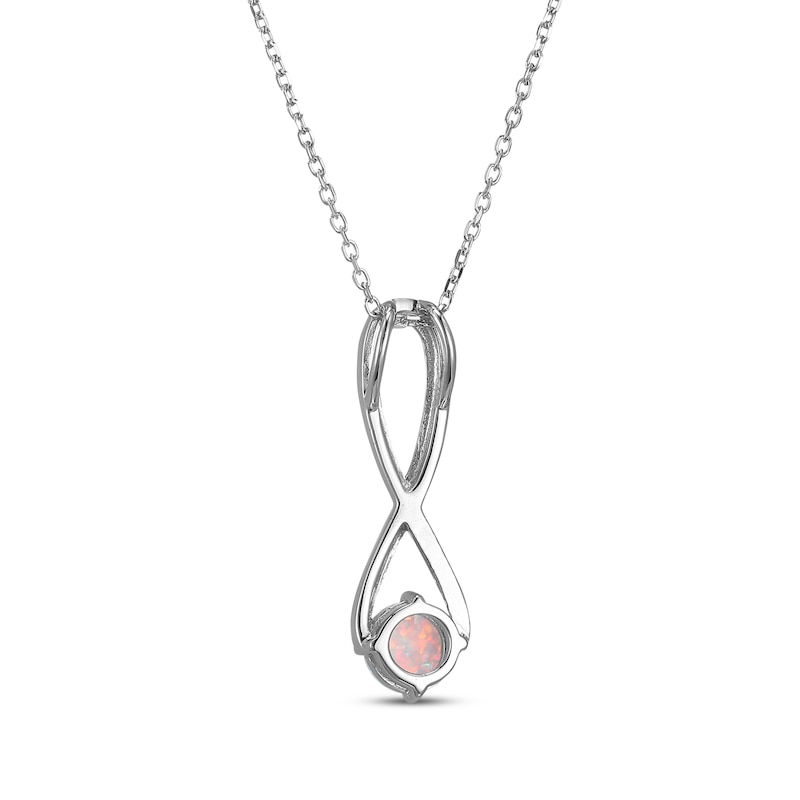 Main Image 3 of Lab-Created Opal & White Lab-Created Sapphire Swirl Necklace Sterling Silver 18"