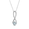 Thumbnail Image 1 of Aquamarine & White Lab-Created Sapphire Swirl Necklace Sterling Silver 18"