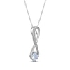 Thumbnail Image 2 of Aquamarine & White Lab-Created Sapphire Swirl Necklace Sterling Silver 18"