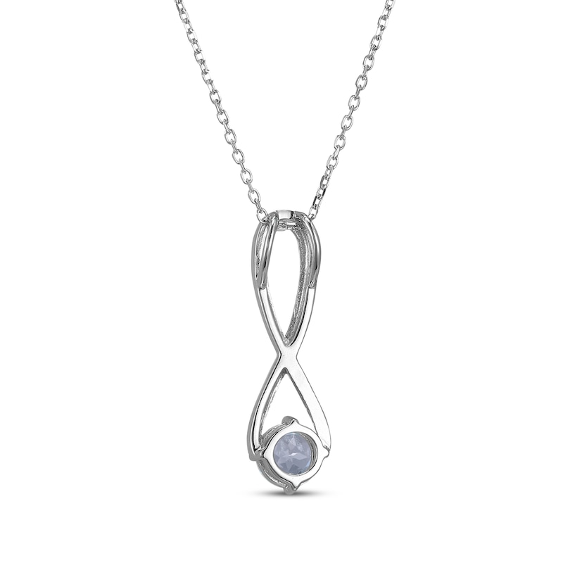 Main Image 3 of Aquamarine & White Lab-Created Sapphire Swirl Necklace Sterling Silver 18"