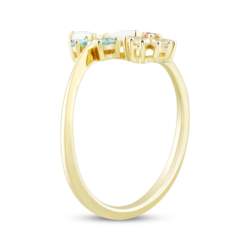 Main Image 2 of Multi-Shape Tourmaline, Topaz & Lab-Created Opal Butterfly Deconstructed Ring 10K Yellow Gold
