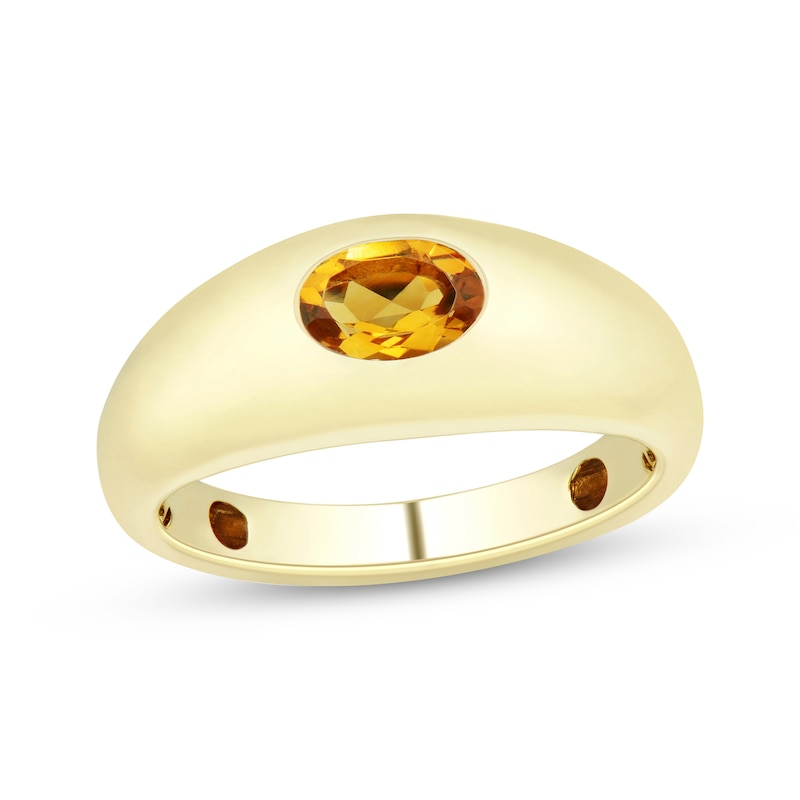 Main Image 1 of Oval-Cut Citrine Signet Ring 10K Yellow Gold
