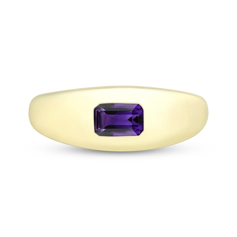 Main Image 3 of Emerald-Cut Amethyst Signet Ring 10K Yellow Gold