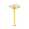 Thumbnail Image 2 of Pear-Shaped Lab-Created Opal & White Lab-Created Sapphire Flower Ring 10K Yellow Gold