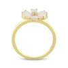Thumbnail Image 3 of Pear-Shaped Lab-Created Opal & White Lab-Created Sapphire Flower Ring 10K Yellow Gold