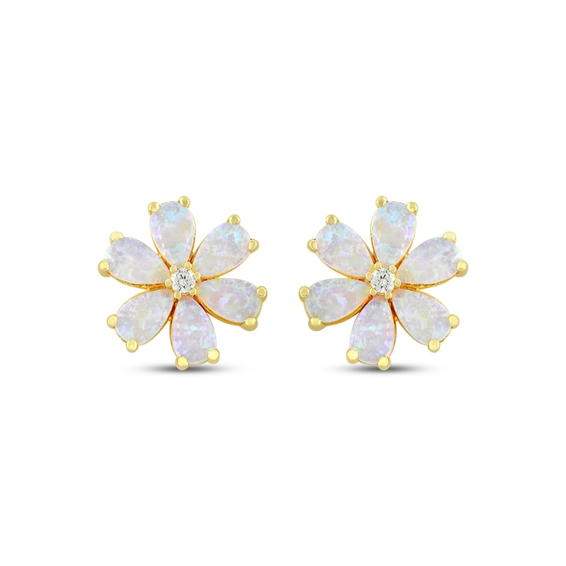 9ct Created Opal & CZ earrings 9ct Created Opal & CZ earrings
