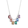 Thumbnail Image 2 of Oval-Cut Lab-Created Gemstone Rainbow Drop Necklace Sterling Silver 18&quot;