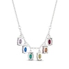 Thumbnail Image 3 of Oval-Cut Lab-Created Gemstone Rainbow Drop Necklace Sterling Silver 18&quot;