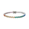 Thumbnail Image 1 of Marquise-Cut Multi Lab-Created Gemstone Rainbow Link Bracelet Sterling Silver 7.25&quot;