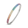 Thumbnail Image 2 of Lab-Created Gemstone Rainbow Bangle Bracelet Sterling Silver