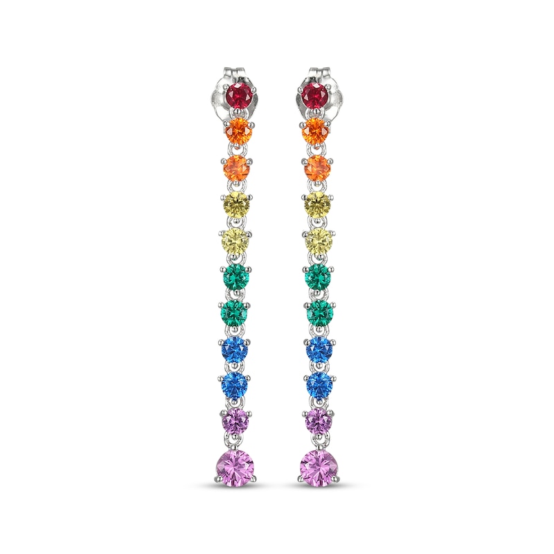 Main Image 2 of Lab-Created Gemstone Rainbow Drop Earrings Sterling Silver