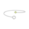 Thumbnail Image 2 of Cushion-Cut Peridot & White Lab-Created Sapphire Quatrefoil Frame Flex Bangle Sterling Silver