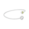 Thumbnail Image 3 of Cushion-Cut Peridot & White Lab-Created Sapphire Quatrefoil Frame Flex Bangle Sterling Silver