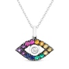 Thumbnail Image 1 of Natural & Lab-Created Gemstone Rainbow Evil Eye Necklace Sterling Silver 18"