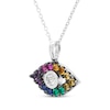 Thumbnail Image 2 of Natural & Lab-Created Gemstone Rainbow Evil Eye Necklace Sterling Silver 18"
