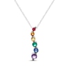 Thumbnail Image 0 of Natural & Lab-Created Gemstone Rainbow Journey Necklace Sterling Silver 18"