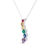 Thumbnail Image 1 of Natural & Lab-Created Gemstone Rainbow Journey Necklace Sterling Silver 18"