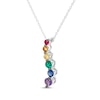 Thumbnail Image 2 of Natural & Lab-Created Gemstone Rainbow Journey Necklace Sterling Silver 18&quot;