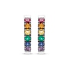 Thumbnail Image 2 of Natural & Lab-Created Gemstone Rainbow Hoop Earrings Sterling Silver