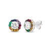 Thumbnail Image 1 of Natural & Lab-Created Gemstone Rainbow Halo Stud Earrings Sterling Silver