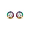 Thumbnail Image 2 of Natural & Lab-Created Gemstone Rainbow Halo Stud Earrings Sterling Silver