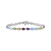 Thumbnail Image 1 of Oval-Cut Peridot, Citrine, Garnet, Amethyst & Blue Topaz Link Bracelet Sterling Silver 7.5&quot;
