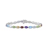 Thumbnail Image 0 of Oval-Cut Peridot, Citrine, Garnet, Amethyst & Blue Topaz Link Bracelet Sterling Silver 7.5"