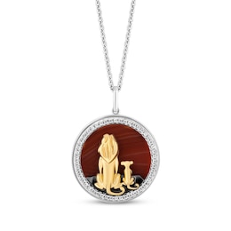 Disney Treasures The Lion King Orange Onyx & Diamond Necklace 1/5 ct tw Sterling Silver & 10K Yellow Gold 19&quot;