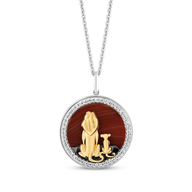 Main Image 1 of Disney Treasures The Lion King Orange Onyx & Diamond Necklace 1/5 ct tw Sterling Silver & 10K Yellow Gold 19&quot;