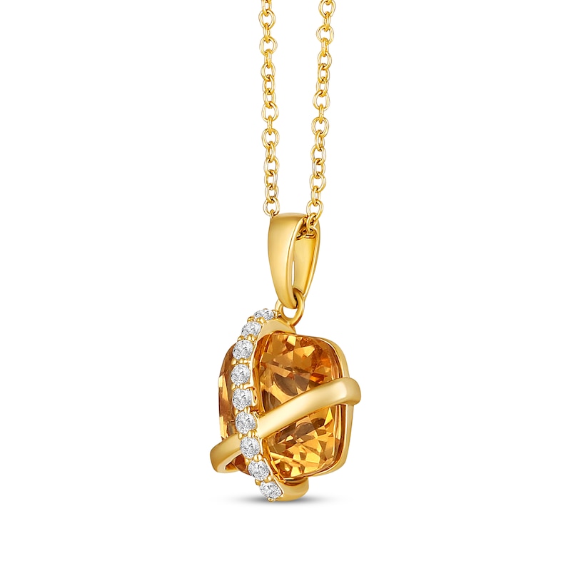 Main Image 2 of Cushion-Cut Citrine & White Lab-Created Sapphire Crisscross Necklace 10K Yellow Gold 18&quot;