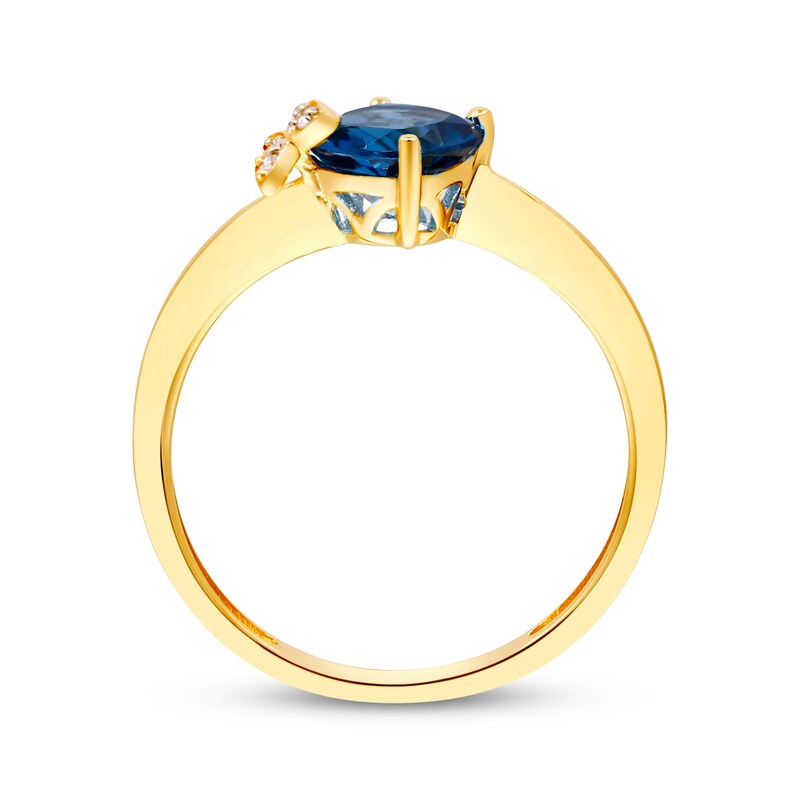 Main Image 2 of Cushion-Cut London Blue Topaz & Diamond Accent Butterfly Ring 10K Yellow Gold