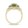 Thumbnail Image 2 of Oval-Cut Peridot, Emerald & White Topaz Ring 10K Yellow Gold