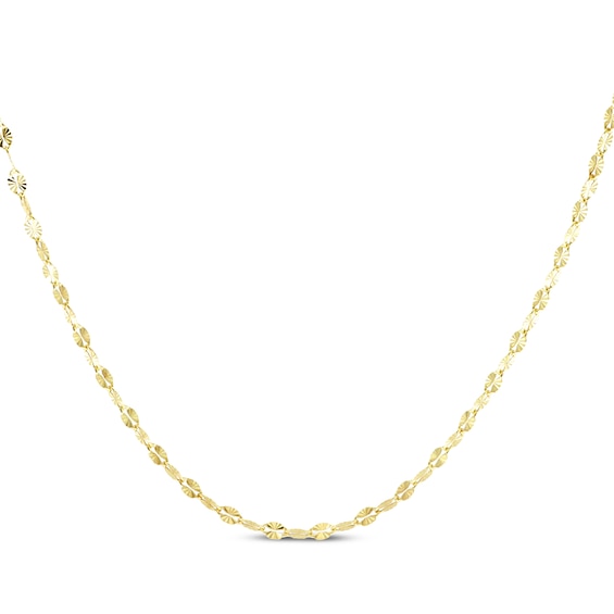 Diamond-Cut Mirror Chain Necklace 1.9mm Solid 14K Yellow Gold 18"