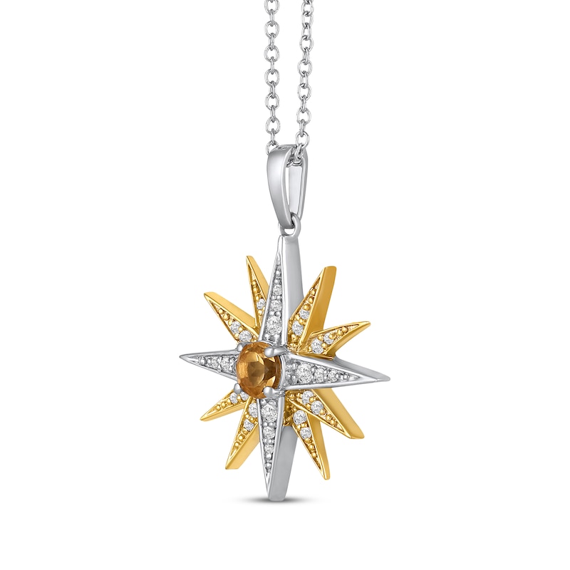 Main Image 2 of Citrine & White Lab-Created Sapphire Star Necklace Sterling Silver & 10K Yellow Gold 18&quot;