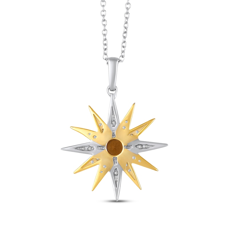 Main Image 3 of Citrine & White Lab-Created Sapphire Star Necklace Sterling Silver & 10K Yellow Gold 18&quot;