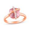Thumbnail Image 1 of Cushion-Cut Rose Quartz & White Lab-Created Sapphire Crisscross Ring 10K Rose Gold