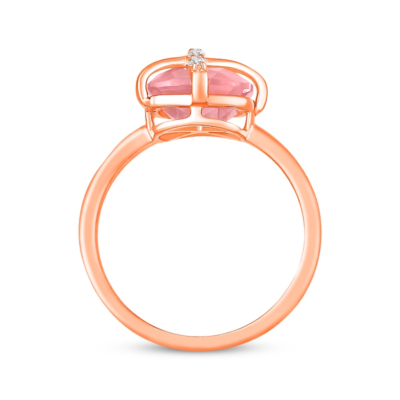 Main Image 3 of Cushion-Cut Rose Quartz & White Lab-Created Sapphire Crisscross Ring 10K Rose Gold